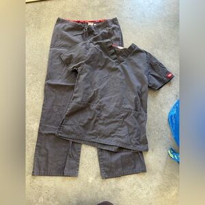 Dickies Women's Gray Scrub Top and Pants Set